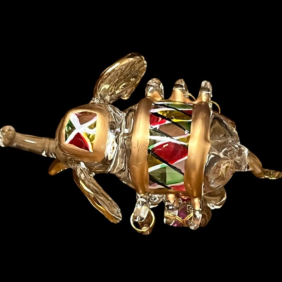 Exquisite Handblown Glass Elephant Figure Gold Details - Picture 2 of 9